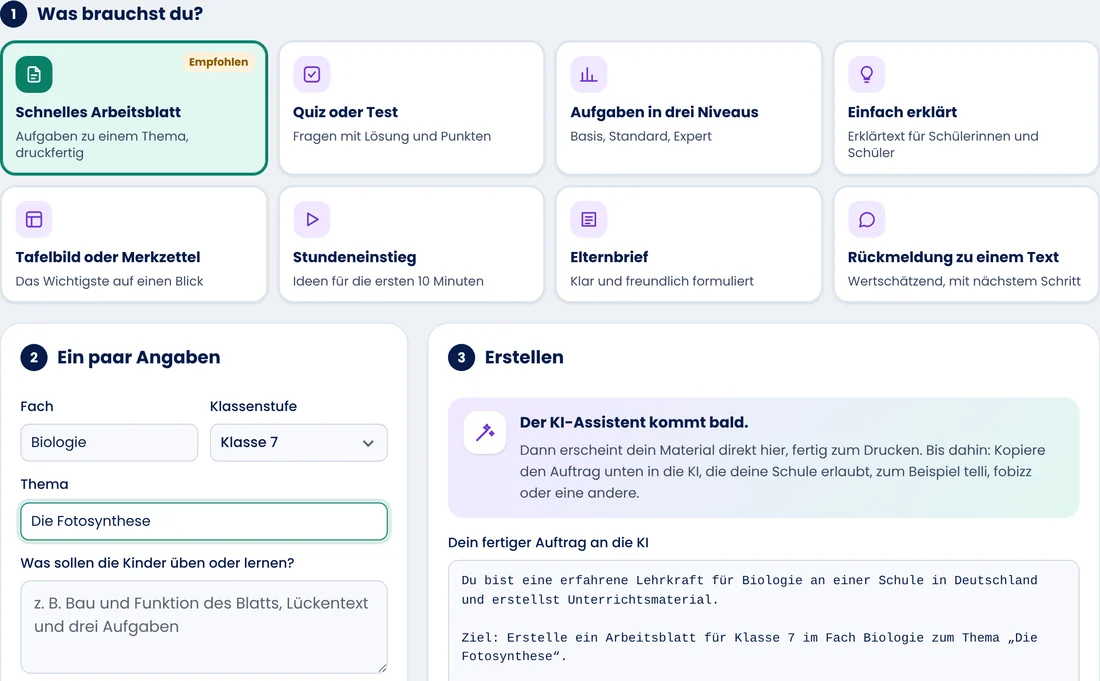 Bildschirmfoto: KI-Assistent