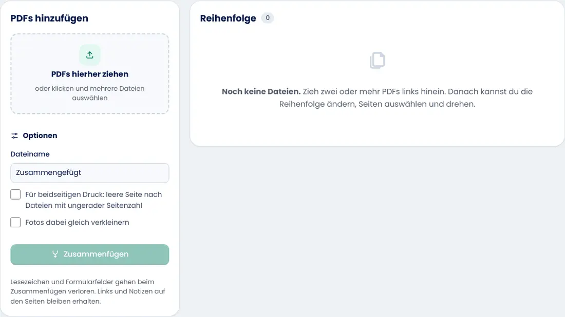 Bildschirmfoto: PDF-Werkzeug