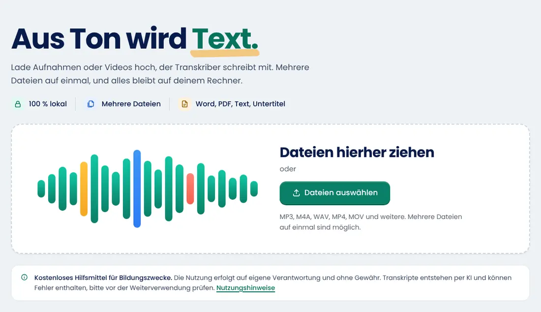 Bildschirmfoto: Transkriber